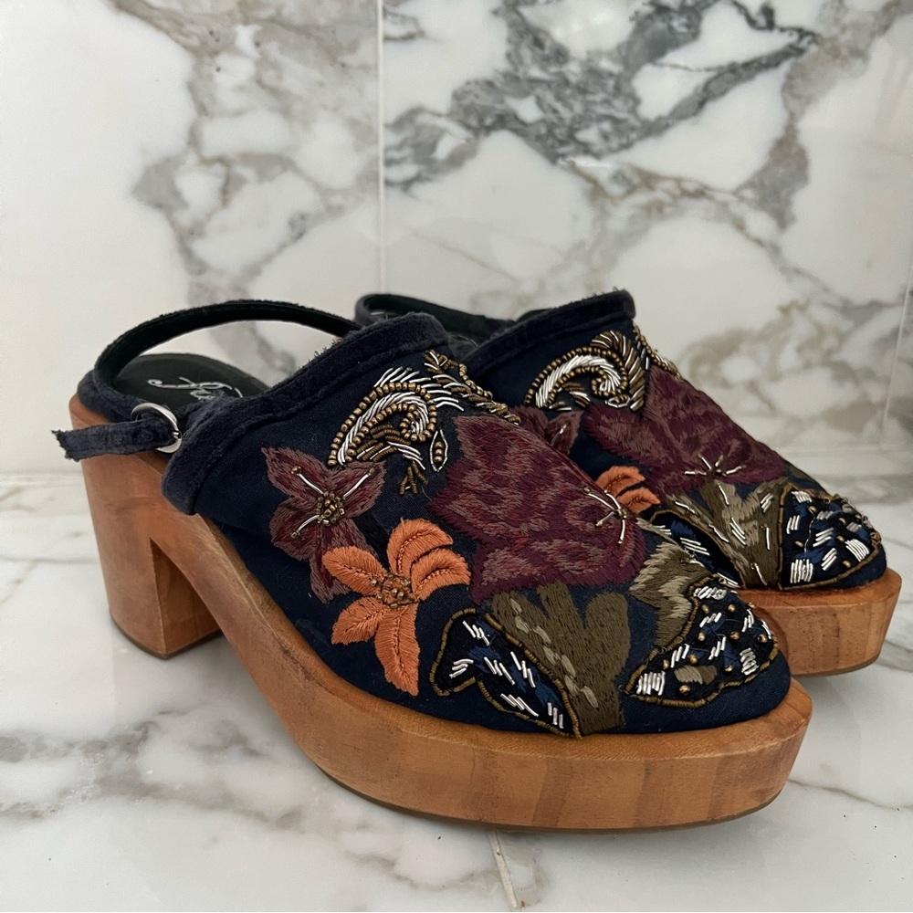 Free People embroidered clogs